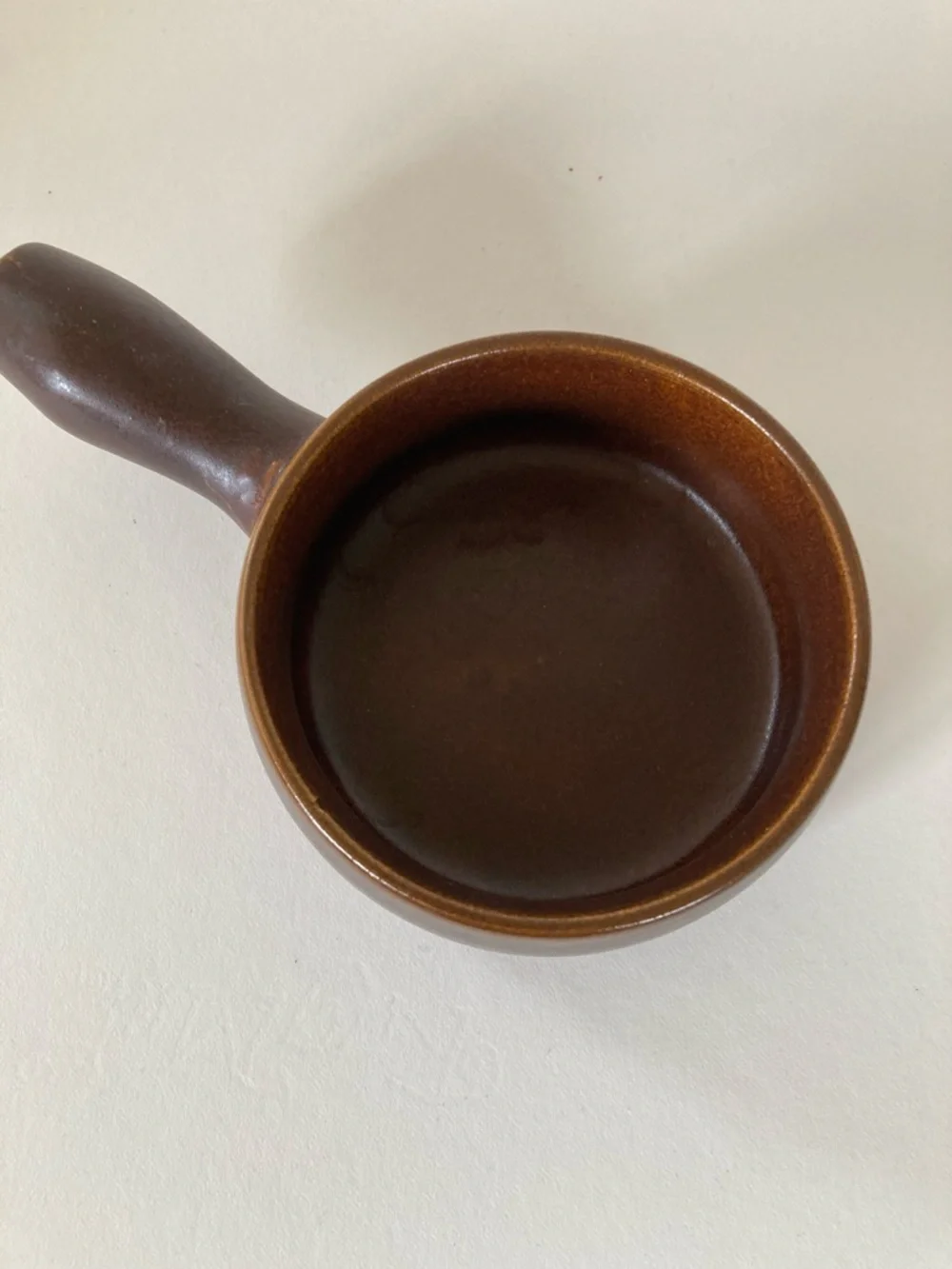 Brown Stoneware Saucepan with Handle